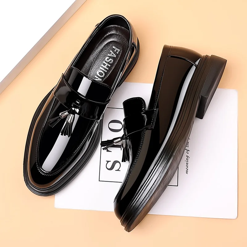 Men Business Dress Casual Fashion Elegant Formal ShoesSlip-on Evening Dress Loafers Party Tassel Leather Shoes Wedding Shoes