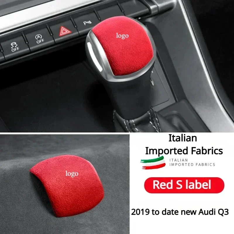 For 2019-2023 Audi Q3 Alcantara Suede Car Gear Shift Cover Kit Interior Trim Protective Cover Central Console Left Hand Driving