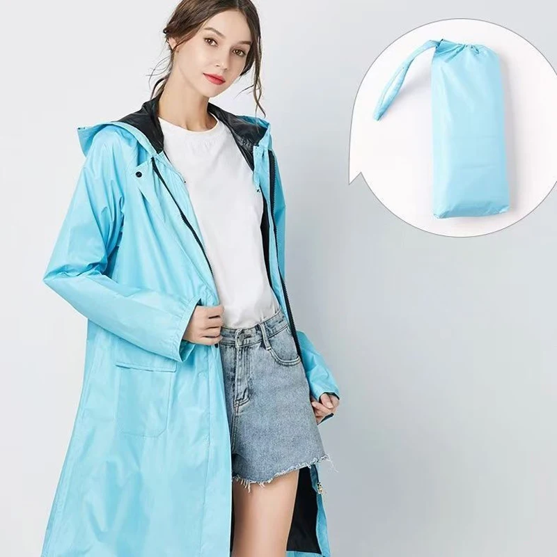 New Fashion Lightweight Women Zip Raincoat Waterproof Long Rain Coat Adults Outdoor Hiking Windproof Men Biker Rainwear Jacket