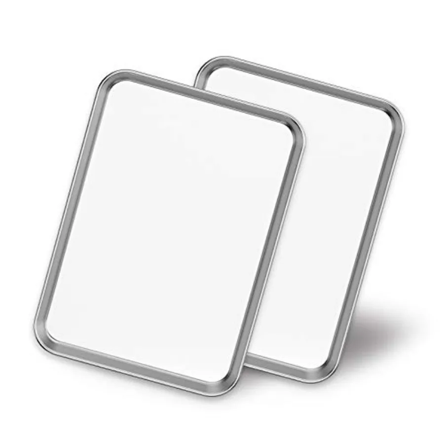 

Baking Sheets 2 Pieces, Stainless Steel Baking Pan Tray Cookie Sheet, Rectangle Size X 7 X 1, Healthy and Non Toxic, Rust Free