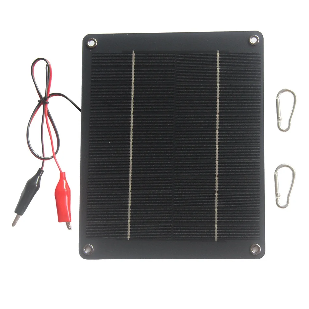 Compact 6W 12V Monocrystalline Solar Charger Panel with Clips for Small Pump Light and 9V 12V Electronic Devices