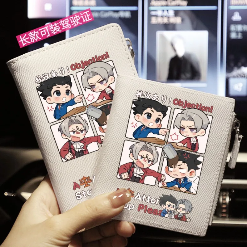 Wallet Anime Game Ace Attorney Phoenix Wright Miles Edgeworth Cosplay Cartoon PU Purse Card Bag Mens Fashion Billfold Gift