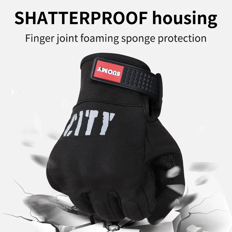 Autumn Winter Men Women Ultra Thin SUOMY Motorcycle Riding Gloves Warm Windproof Comfortable Anti-fall Black/Pink Moto Gloves view 4