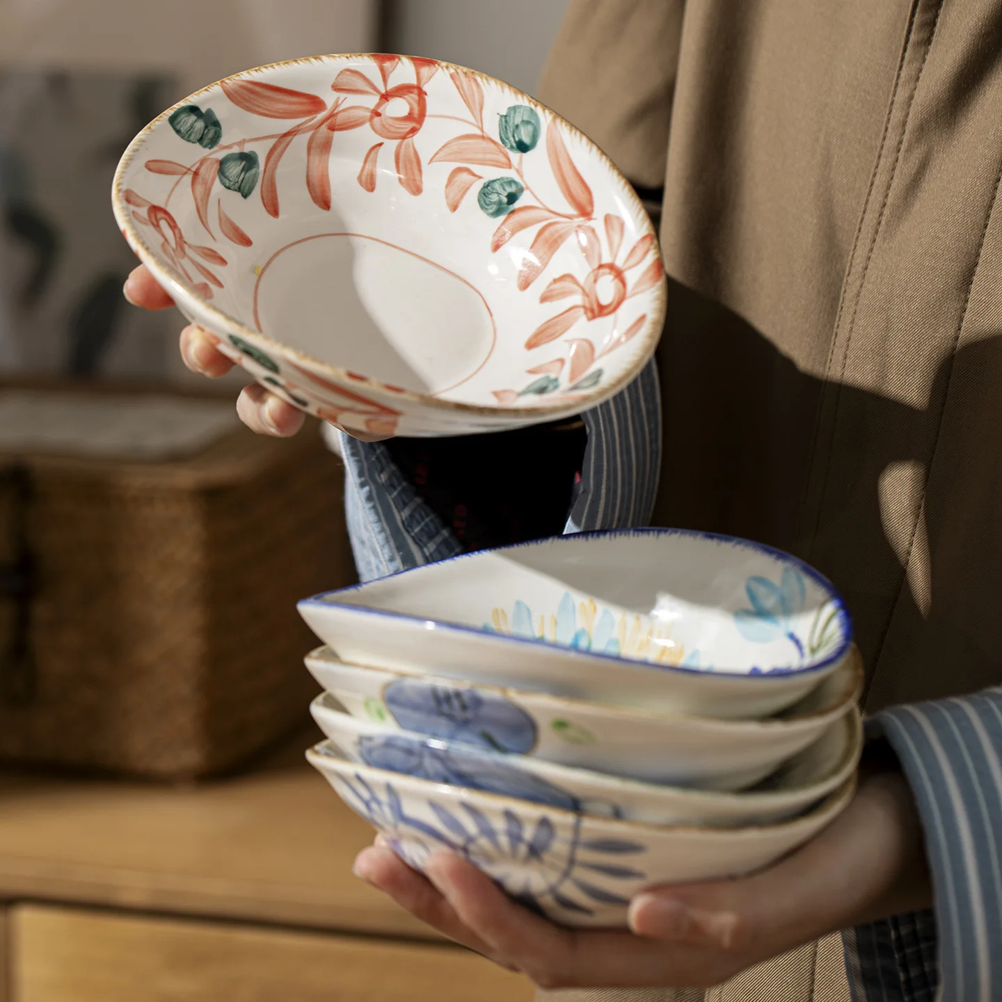 Japanese Snacks - Exquisite Hand‑painted Japanese‑style Ceramic Plate for