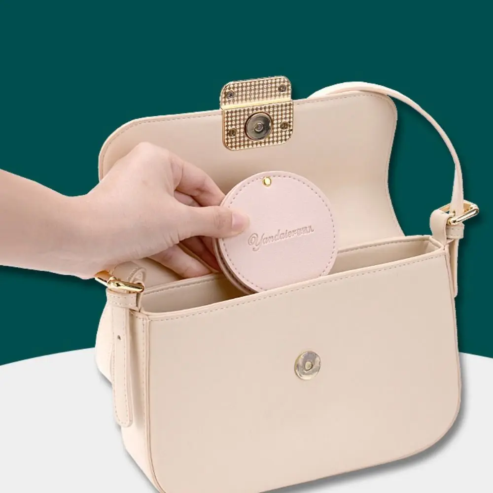 Draagbare ronde lederen roterende spiegel 360 graden rotatie Geen vervorming Ronde schoonheidsspiegel Mini opvouwbare zakspiegel Reizen