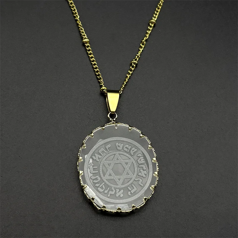 Hebräischer Davidstern-Anhänger-Halskette für Damen und Herren, klares transparentes Glas, geometrisch, jüdischer männlicher Glaube, Kette, Schmuck, Geschenke – Detail 9