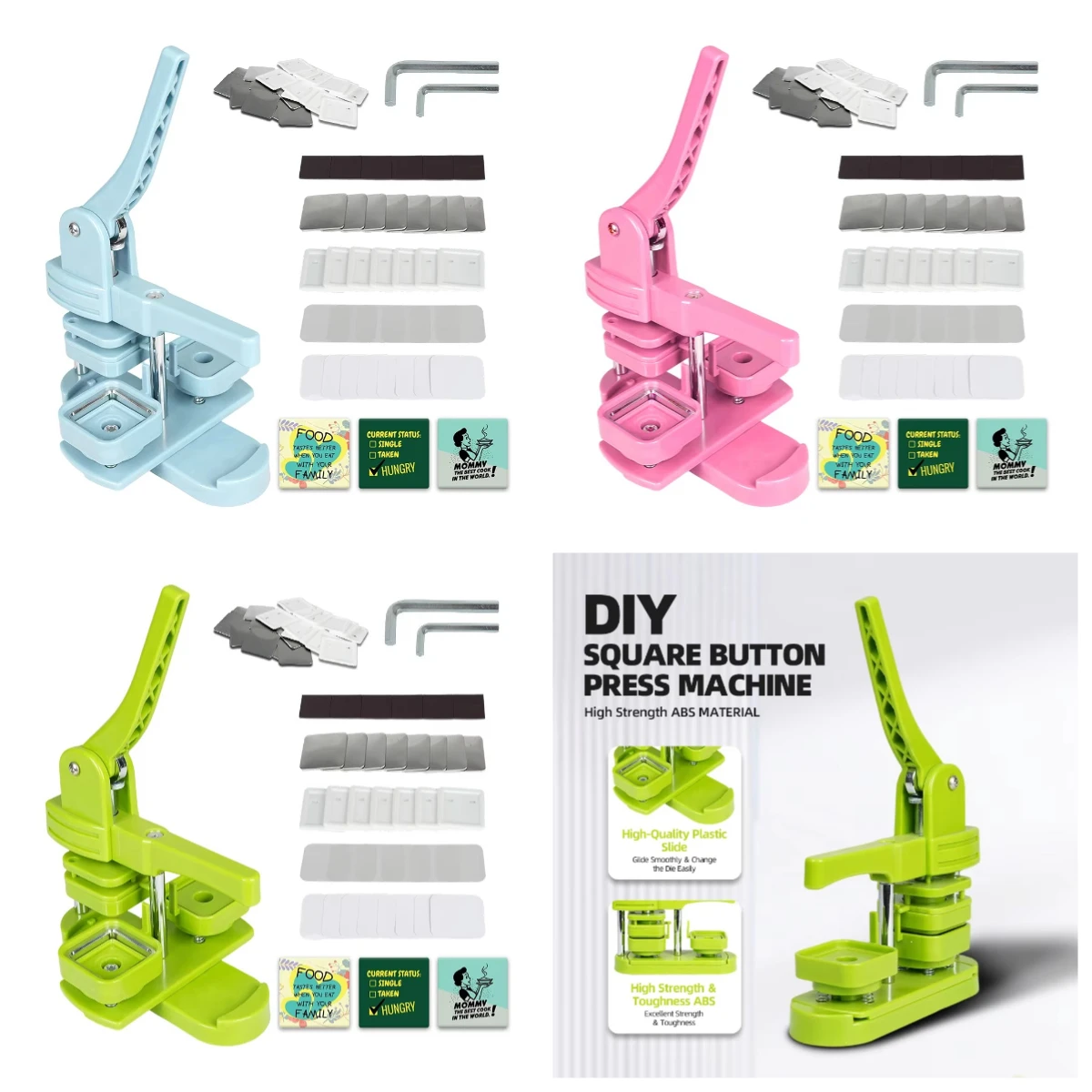 

WJW Cheap Square Button Press Machine Badge Making Machine with 55mm Mould