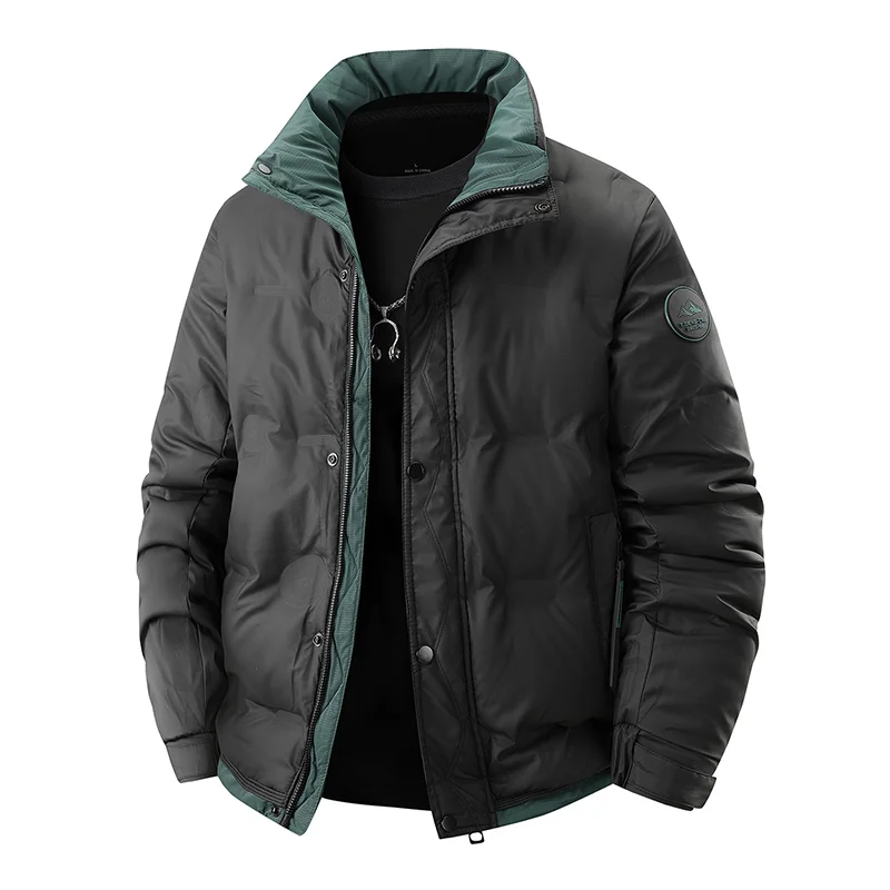 

Autumn Winter Fashionable Comfortable Cotton Jacket Regular Fit Parkas Men's Casual Thickened Stand Collar Warm Bread Down Coat