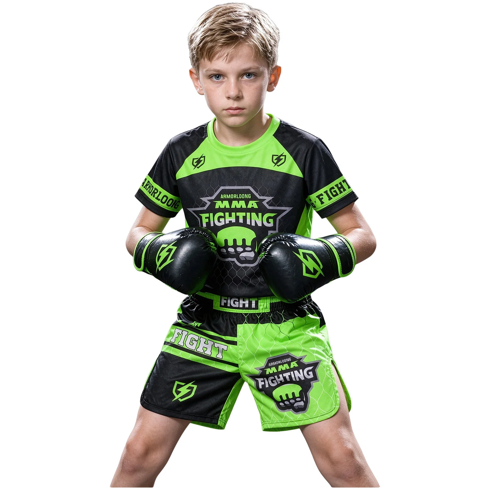 Jugend-MMA-Trainingsset für Jungen und Mädchen, Box-Outfit, Rashguard, Shorts mit seitlichen Schlitzen, Kinder-Kickbox- und Muay-Thai-Sportbekleidung – Detail 11