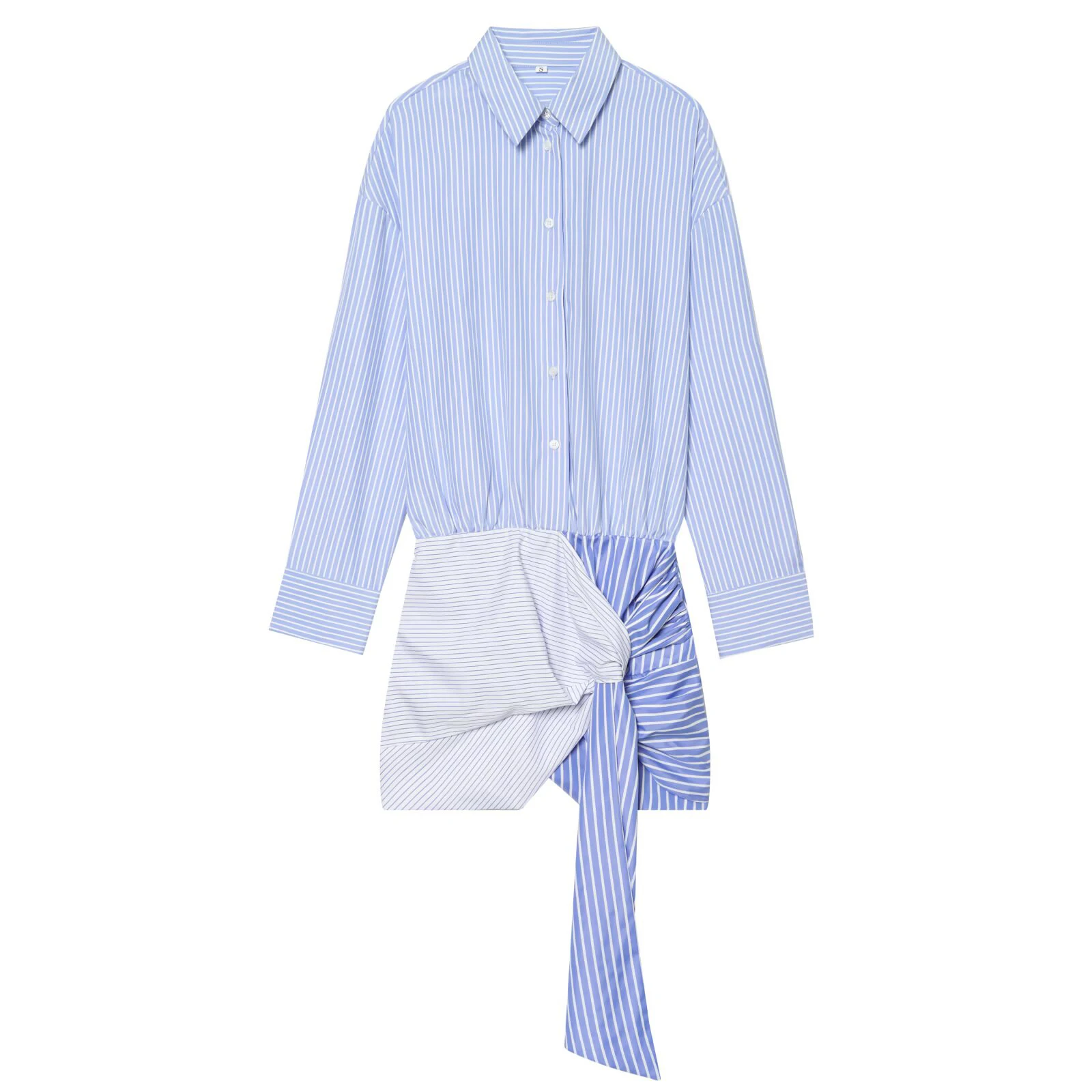 Europäischer und amerikanischer Stil, modisches Sommerkleid für Damen im Hemdblusen-Stil mit Knoten.