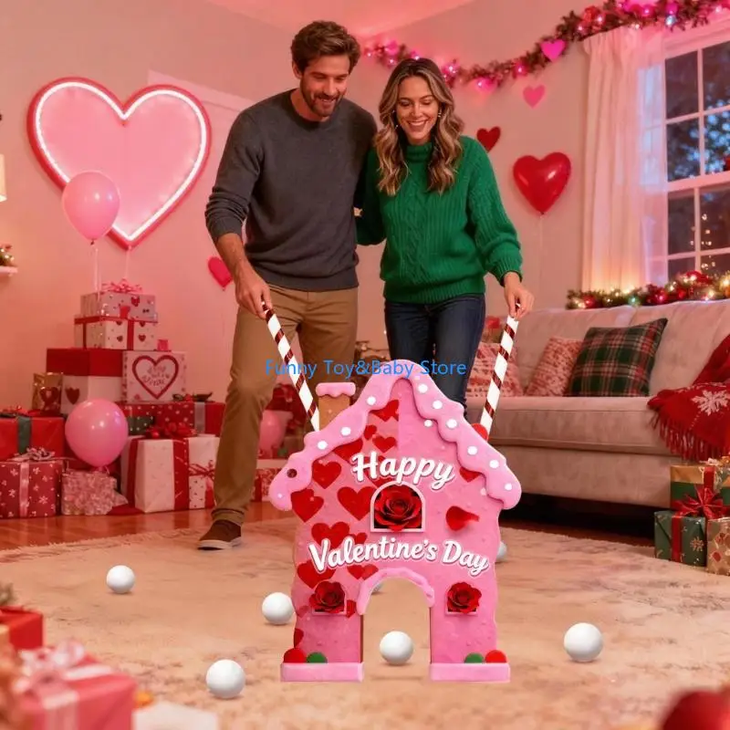 مجموعة ألعاب الجولف بموضوع عيد الحب مع 6 كرات ناعمة ونادي قصب الحلوى للترفيه العائلي الداخلي للمهرجانات C90B