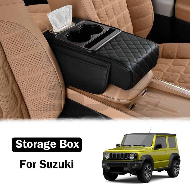 

For Suzuki Jimny Vitara Swift Car Armrest Box Cup Holder Tissue Box Storage Box Arm Rest Cover