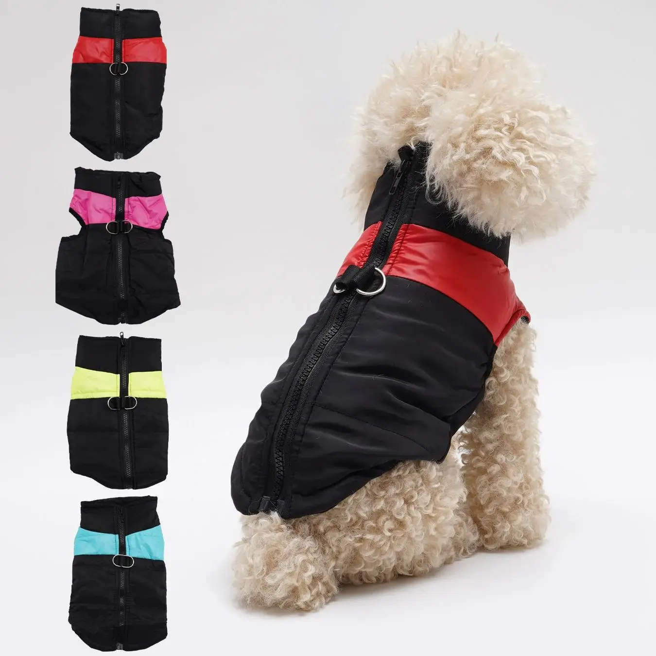 4 Pack Winter Warm Zipper Ring Pet Vests for Dogs And Cats - Cold-Resistant Animal Clothing Set