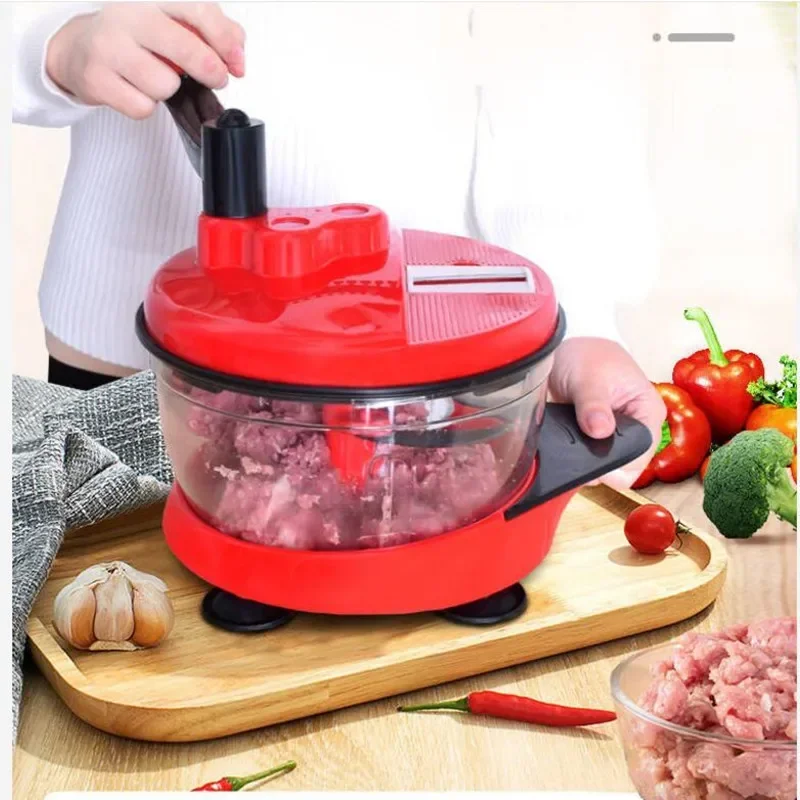 

2L Kitchen Accessories Manual Food Processor Blender Potato Crusher Minced Meat Mincer Grinder Hand Vegetable Mixer Cutter