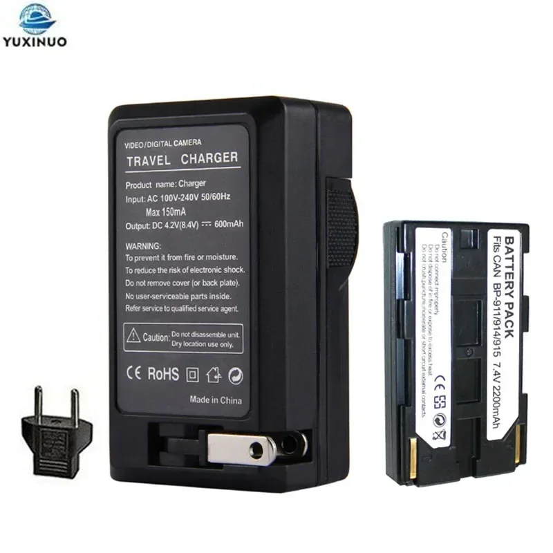 

2200mAh BP-911 BP-914 BP-915 BP911 BP914 BP915 Camera Battery + Charger for Canon E1 E2 E30 ES50 ES6500V ES7000V ES8000V ES8600