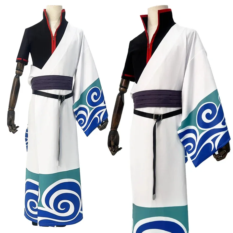 

HOLOUN Gintama Anime Sakata Gintoki Cosplay Costume Wig Kimono Top Pants Cos Convention Halloween Christmas Gift