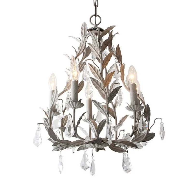 American rural retro old wrought iron crystal chandelier