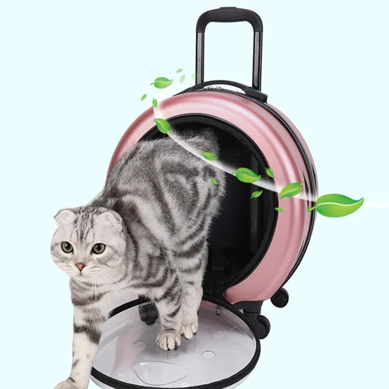 Portable Cat Bag Pet Trolley Bag Pet Flight Case with Trolley Wheel Cat Bag Dogs Cat Carriers Bag for Outdoor Travel Camping