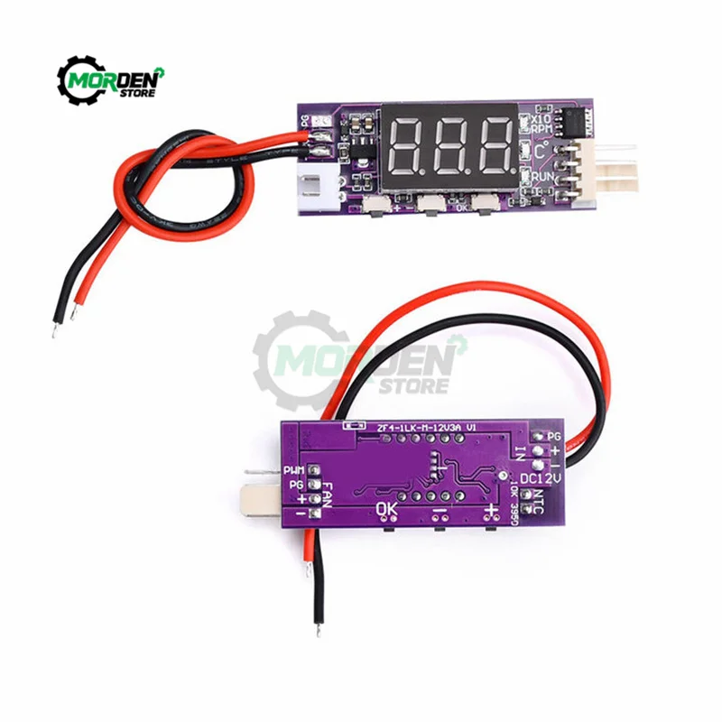 DC12V Four Wire PWM Fan Speed Controller Governor Driver Temperature Digital Display Supports Internal Fan Shutdown Power Supply