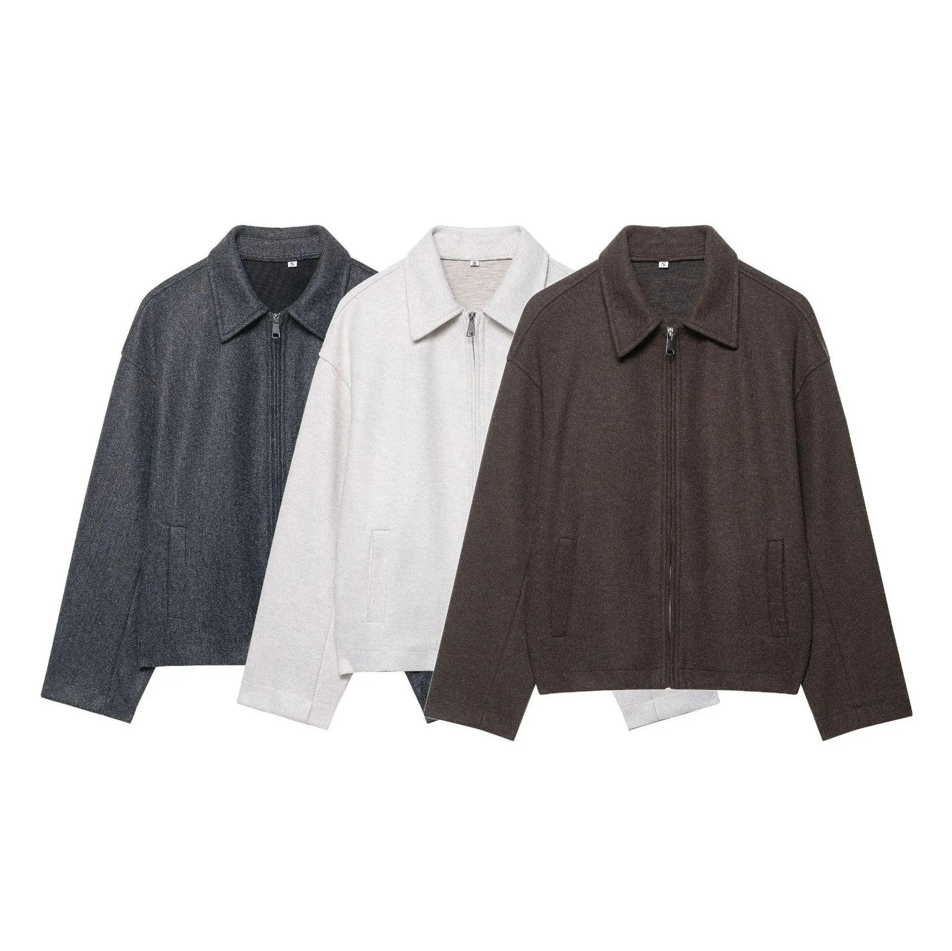 

KIDCRKJ Women Spring Causal Female Outwear Solid Color Suit Collar Zipper Female Bomber Coat Leisure Styleversatile Lady Coat