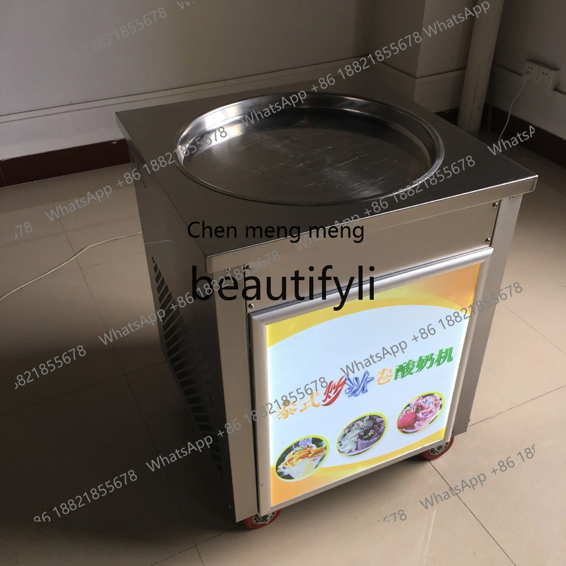 AB02 Smart Version Round Pan Fried Ice Roll Machine Fried Yogurt Machine Commercial Large Square Pan Thai Style Fried Machine