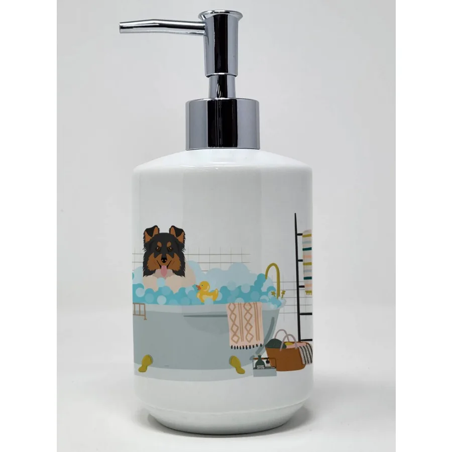 

Tricolor Sheltie Ceramic Soap Dispenser Hand Soap Dispenser Pump Bottles for Bathroom Kitchen Empty Refillable Liquid Soap Cont