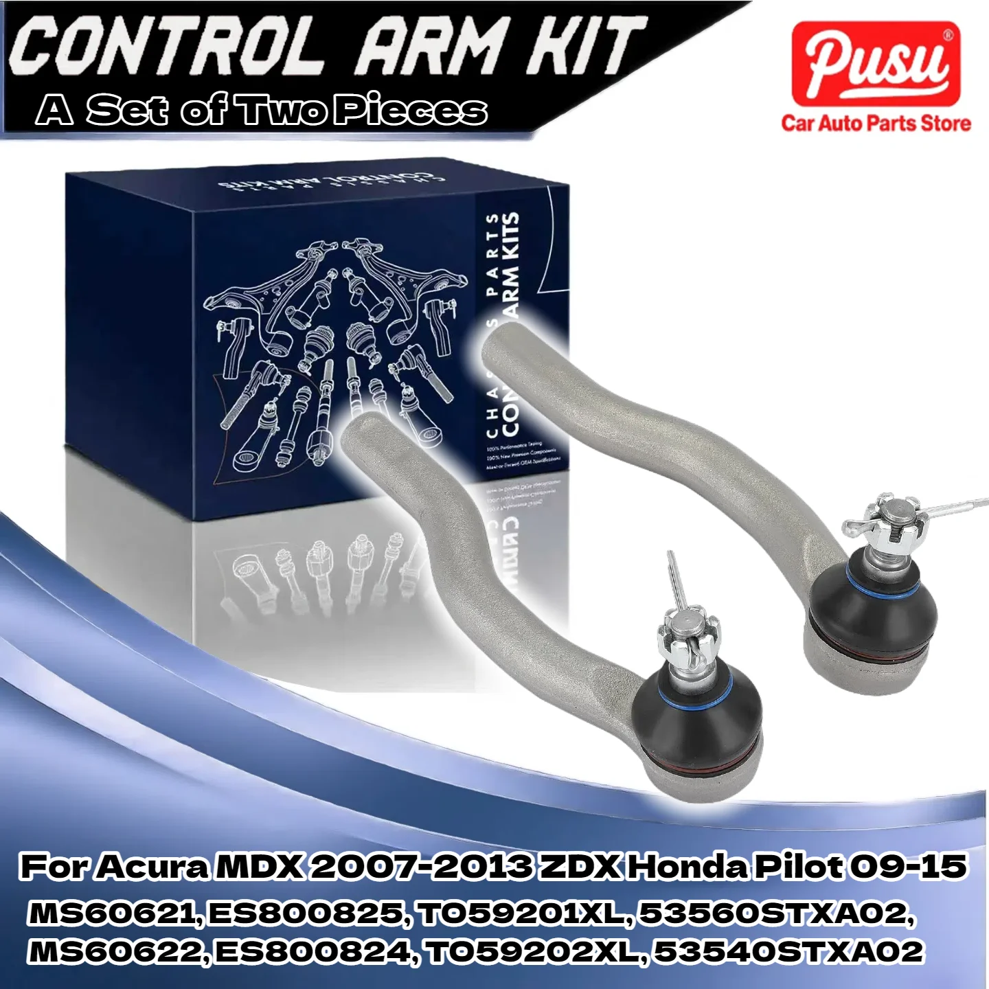 

Steering Tie Rod Ends Front Outer for Acura MDX 2007-2013 ZDX Honda Pilot 09-15 ES800824, TO59202XL, 53540STXA02