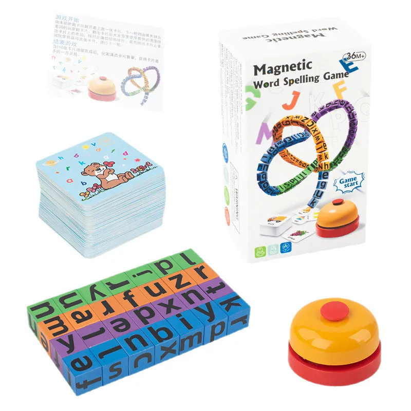 4 Players Children Magnetic Spelling Word Cube Kids Game Learning Education English Writing Teaching Aids Alphabet Wooden Toys Competitive Game view 8
