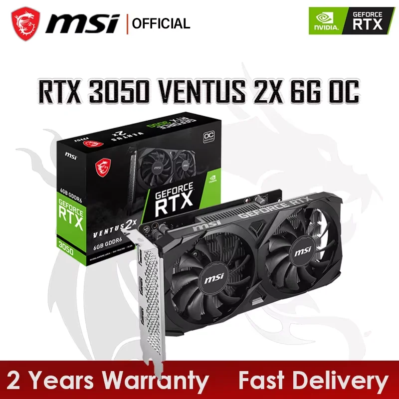 MSI GeForce RTX 3050 VENTUS 2X 6G OC Gaming Graphics Card 6GB GDDR6 96-bit HDMI DP PCI-E 4.0x8 Desktop Full New Game Video Card