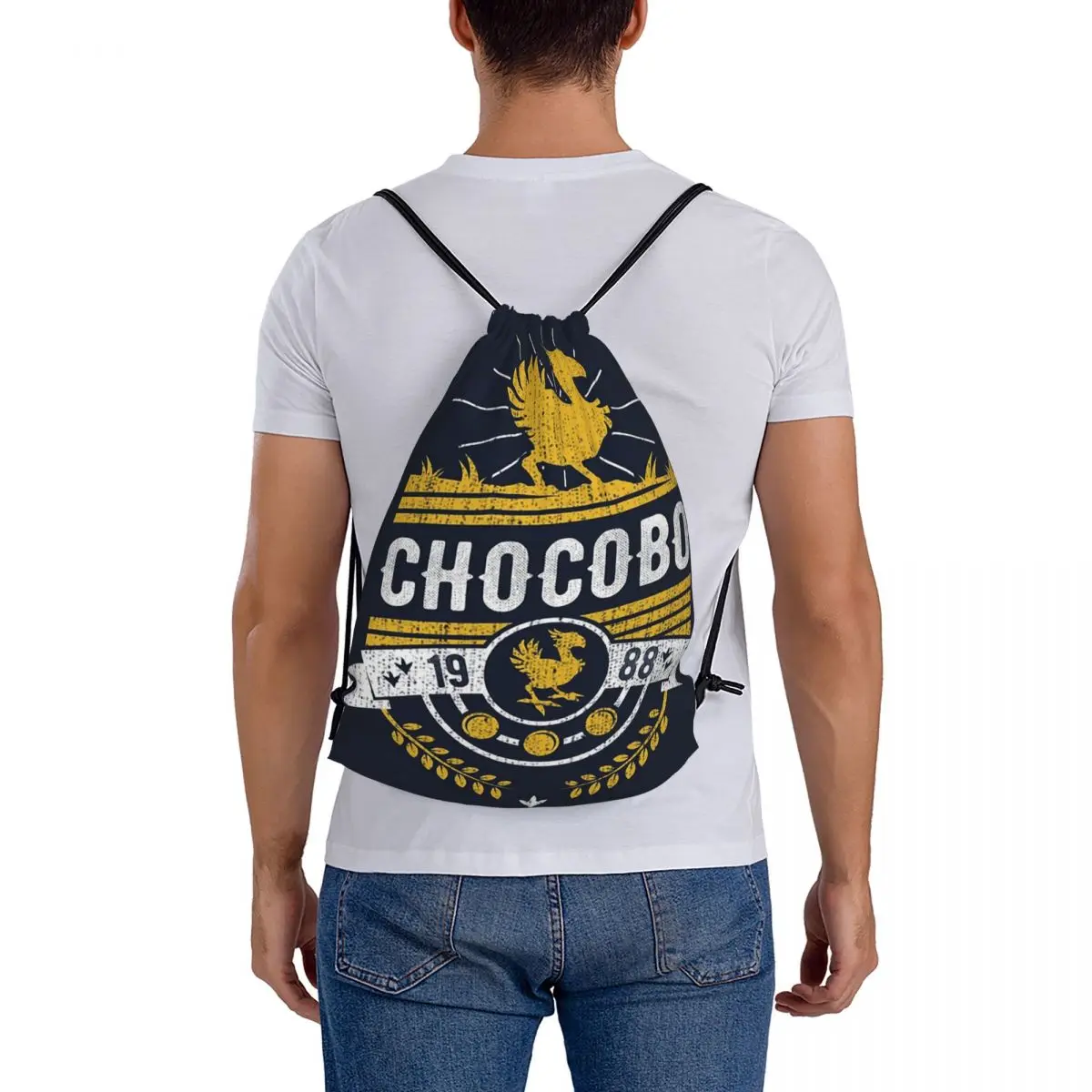 Chocobo Backpacks Multi-function Portable Drawstring Bags Drawstring Bundle Pocket Storage Bag Book Bags For Travel School