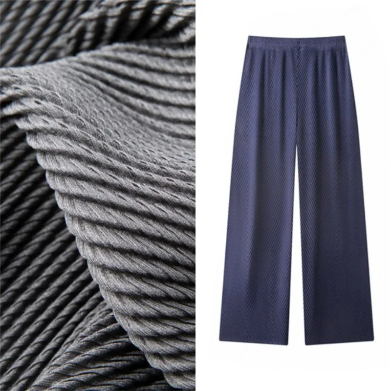 Miyake Pleated High-Waist Pants Plisse Women 2026 Autumn New Casual Fold Trousers Straight Loose Fashion Pleats Wide-Leg Pants