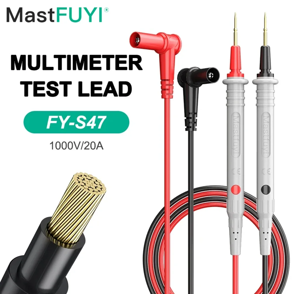 

MASTFUYI Gold-Plated Multimeter Test Leads - High Precision & Safety, 1000V 20A with Flexible Silicone Wire, Universal Probes