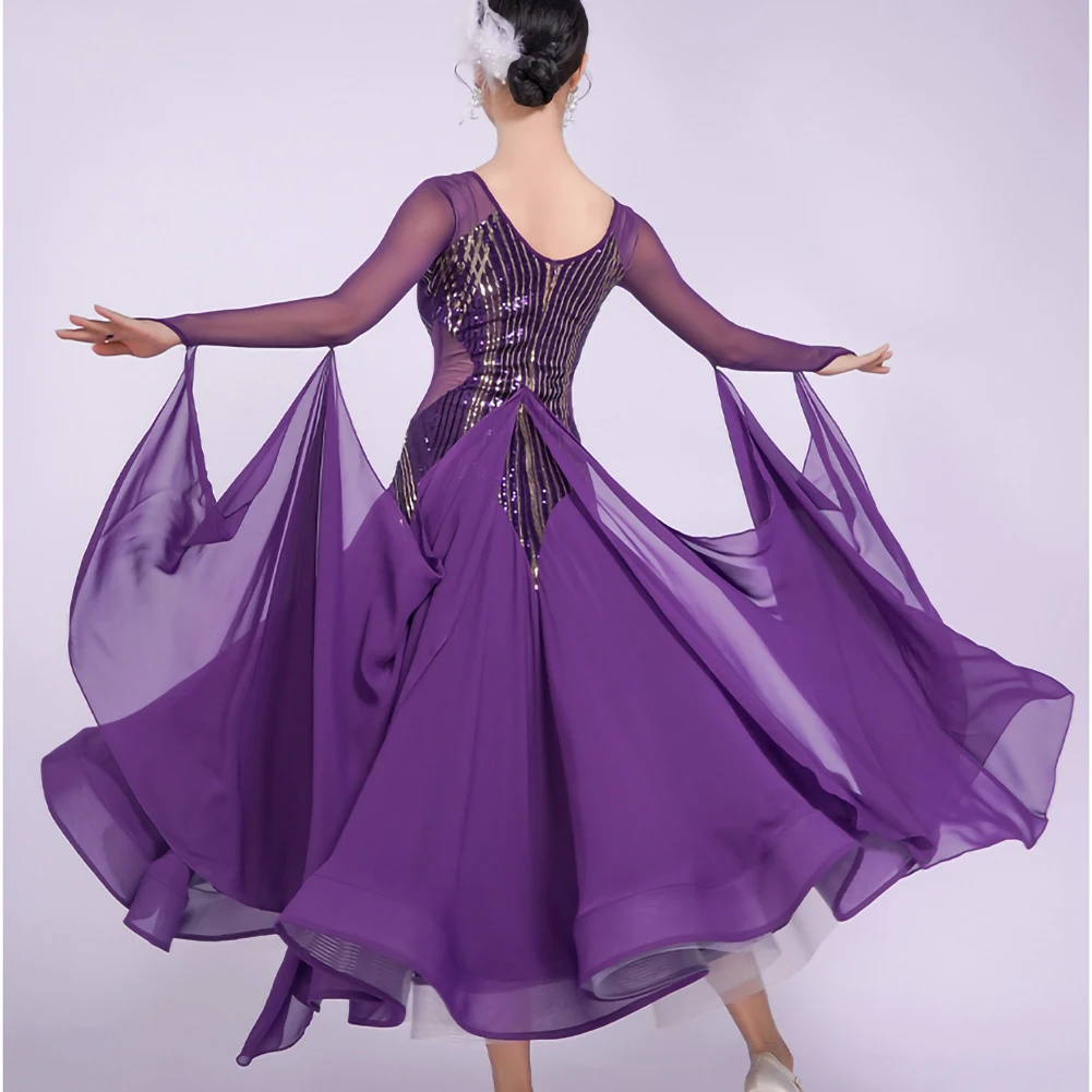 Costume de concours de valse pour femmes, robe de danse de salle de bal à paillettes, rouge, violet, Performance Standard, vert émeraude, nouvelle collection