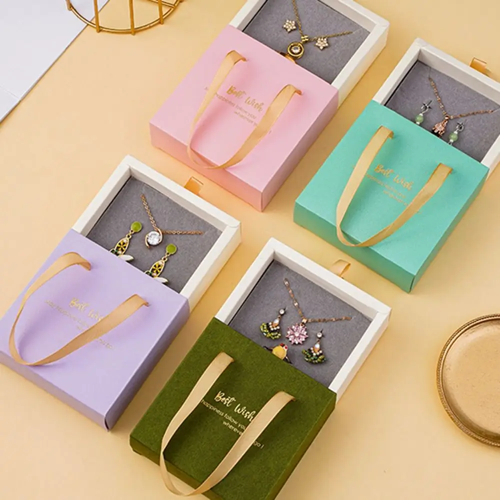 Dust-proof Jewelry Display Box Jewelry Organizer With Handle Storage Box Earrings Case Drawer Jewelry Box Gift Packaging