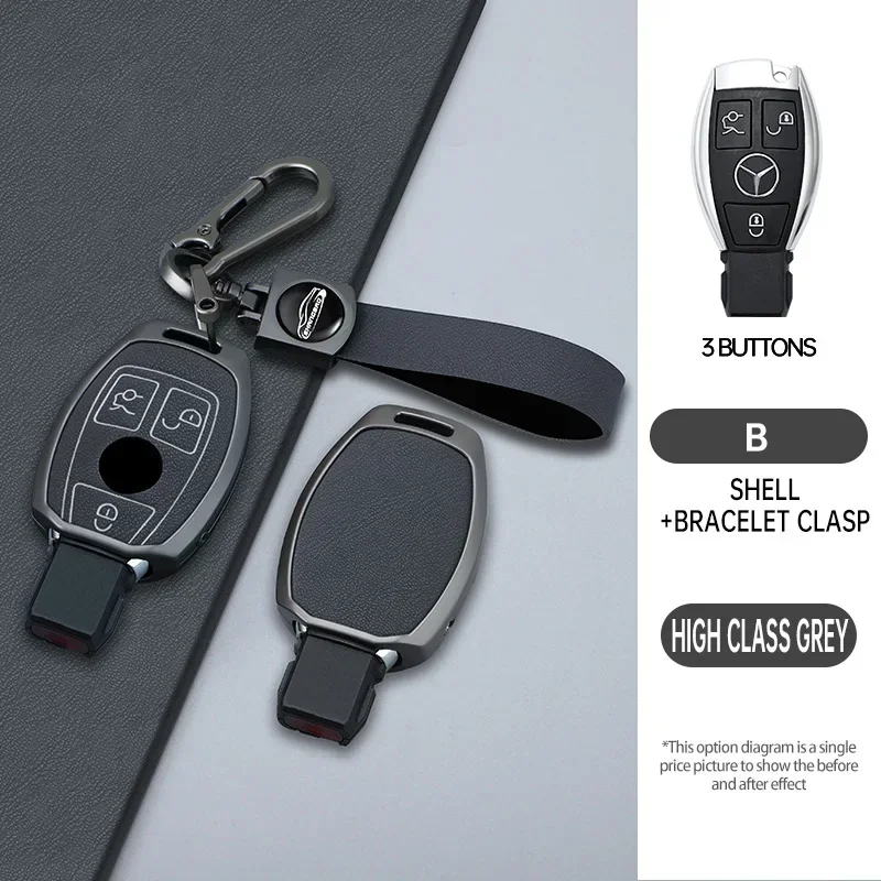 

zinc alloy Car Remote Key Case Full Cover Shell Fob for Mercedes Benz A B C R G Class GLK GLA W204 W251 W463 W176 AMG Keychain