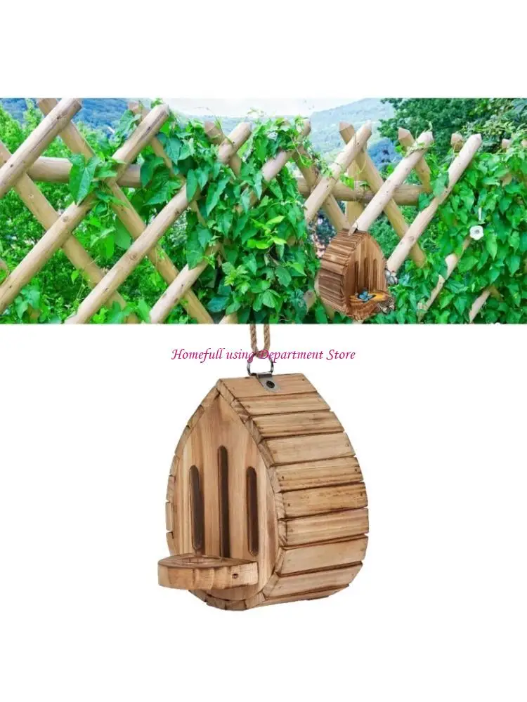 Butterfly House for Garden Placement, Wooden Butterfly Hanging Shelter with Front Tray, Narrow Openings and Sloped Roof