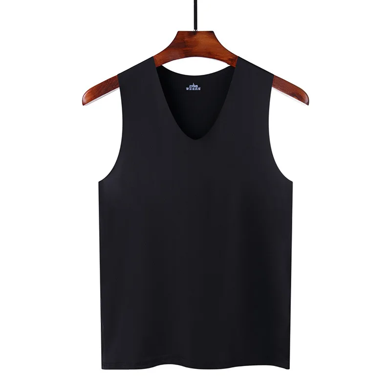Summer Men's Non-Marking Ice Silk Undershirt Men's Slim Sports Fitness Cross-Body Bottoming Sleeveless Breathable Home Wear