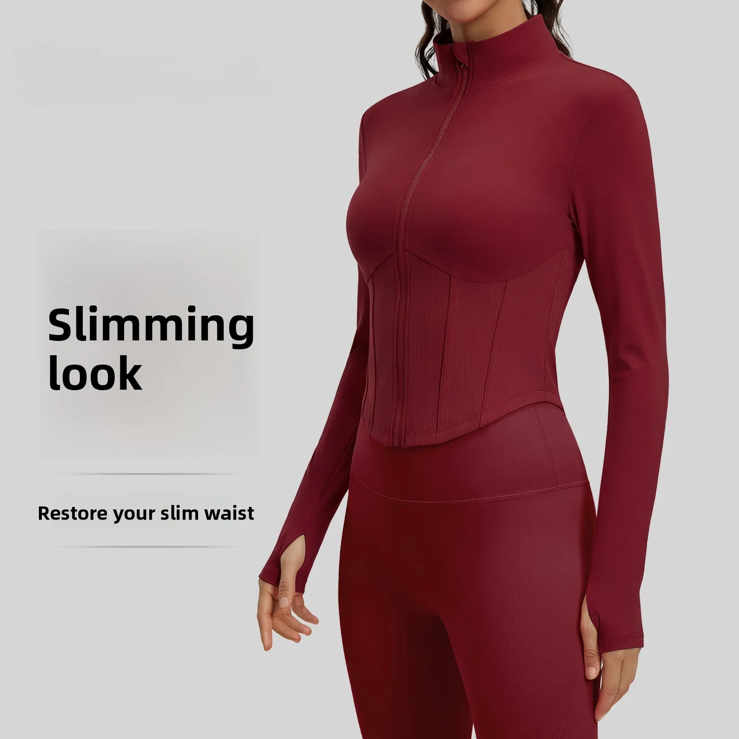 Yoga Clothes Women's Spring And Autumn Stand-up Collar Long-sleeved Jacket Sports Running Pilates Fitness Clothes Top