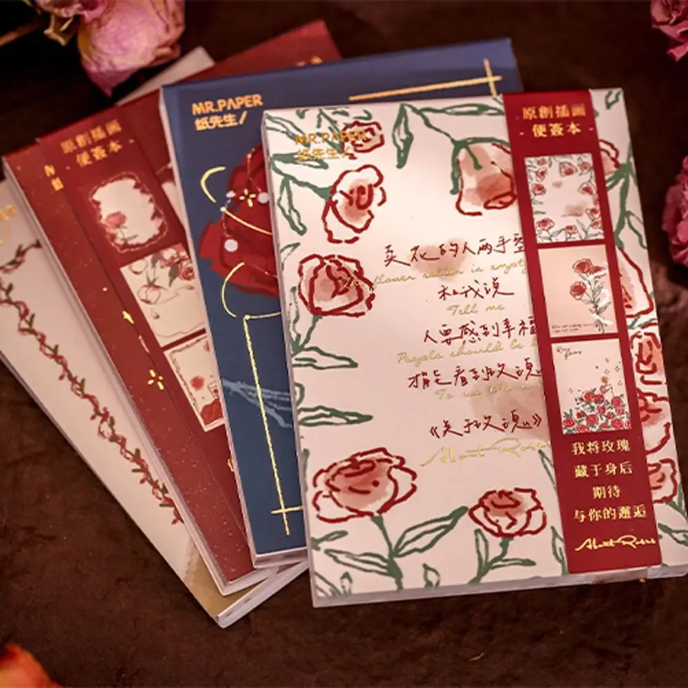 Hard Cover DIY Scrapbook Romantic Rose Series School Stationery Loose-leaf Notepad Notepad Retro Notepad Hand Account