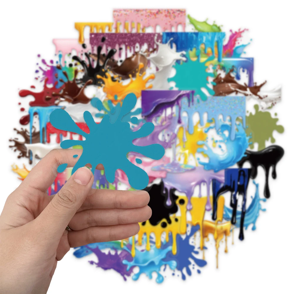 50PCS Dripping Paint Cartoon Decorative Graffiti PET Stickers Travel Notebook Water Cup Phone Case Waterproof Stickers