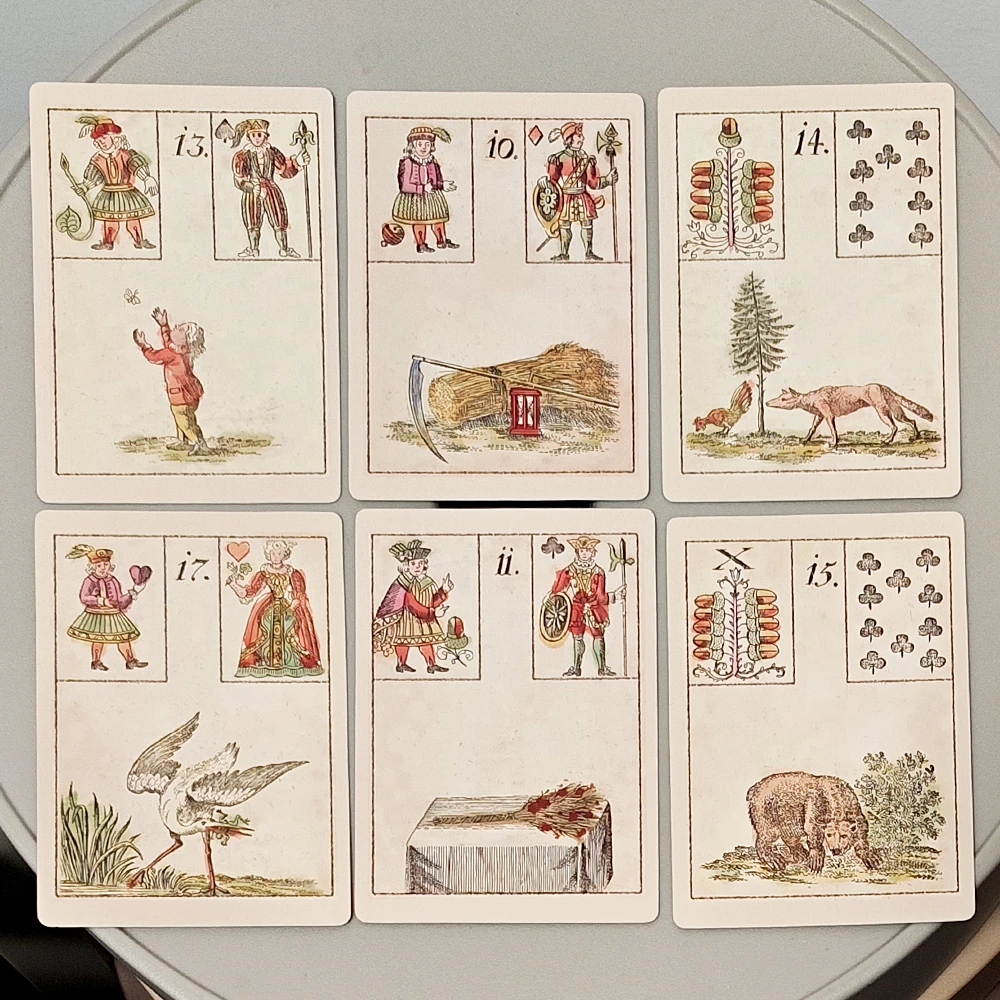 Ensemble de 36 cartes de divination, 9x6cm, cartes Oracle Ur-Lenormand - (Le jeu de l'espoir) - Jeu de divination vintage du 18ème siècle