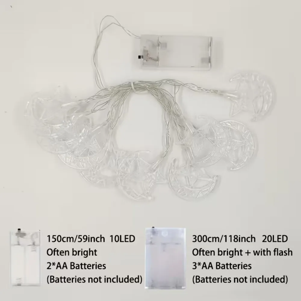 1PC 1.5M10LED/3M20LED Star Moon String Lights, lucine a LED, alimentate da batterie AA (escl), utilizzate per la decorazione di stanze e feste
