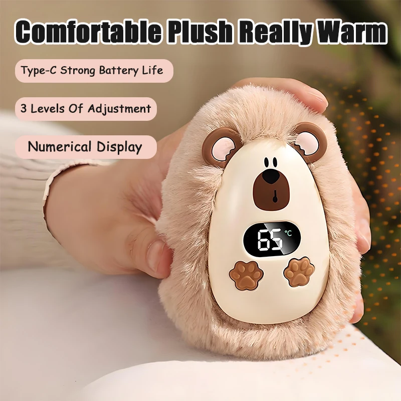 Plush Hand Warmer Winter Mini Portable Three-speed Adjustment Battery Life Long-lasting Smart Temperature Control Hand Warmer