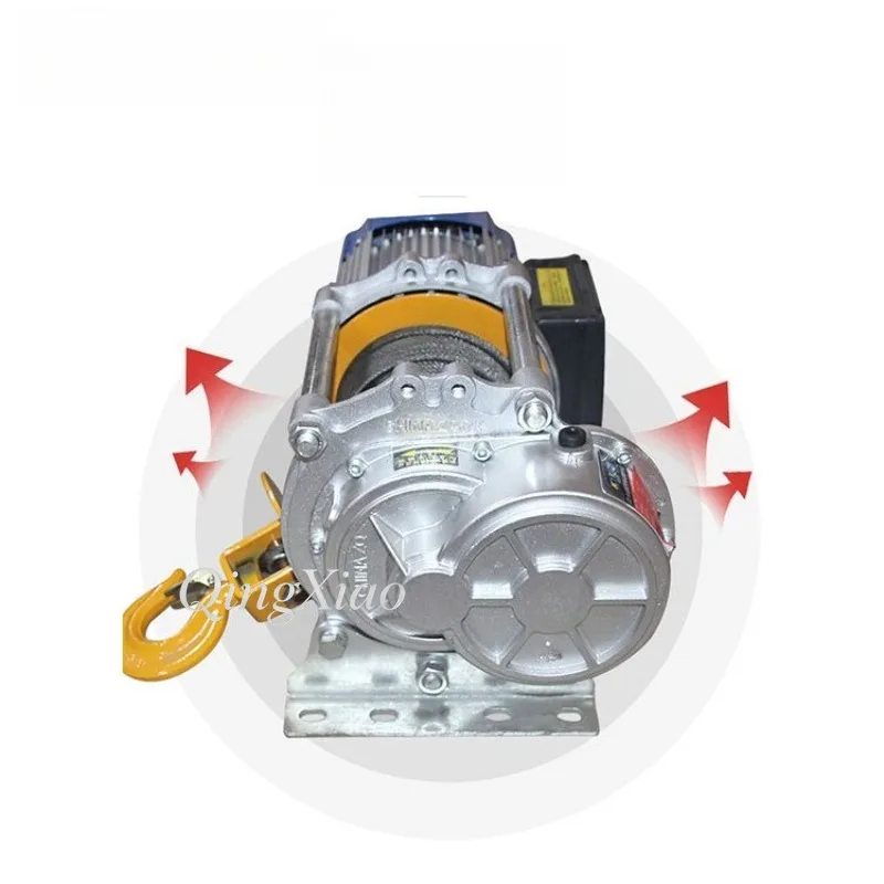 Electric Wire Rope Winch 220V Household Portable 1T/1.5T Mini Electric Hoist Aluminum Shell Lifting Machine for Construction