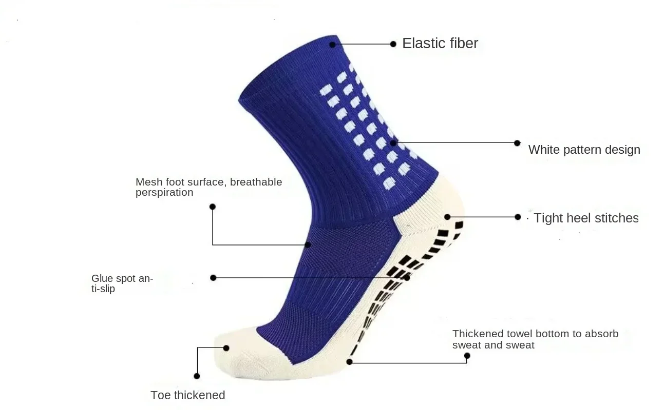 Men\'s Football Soccer Socks Sports Cycling Grip Socks Anti Slip Non Slip Grip Pads for Football Basketball New Soccer Equipment