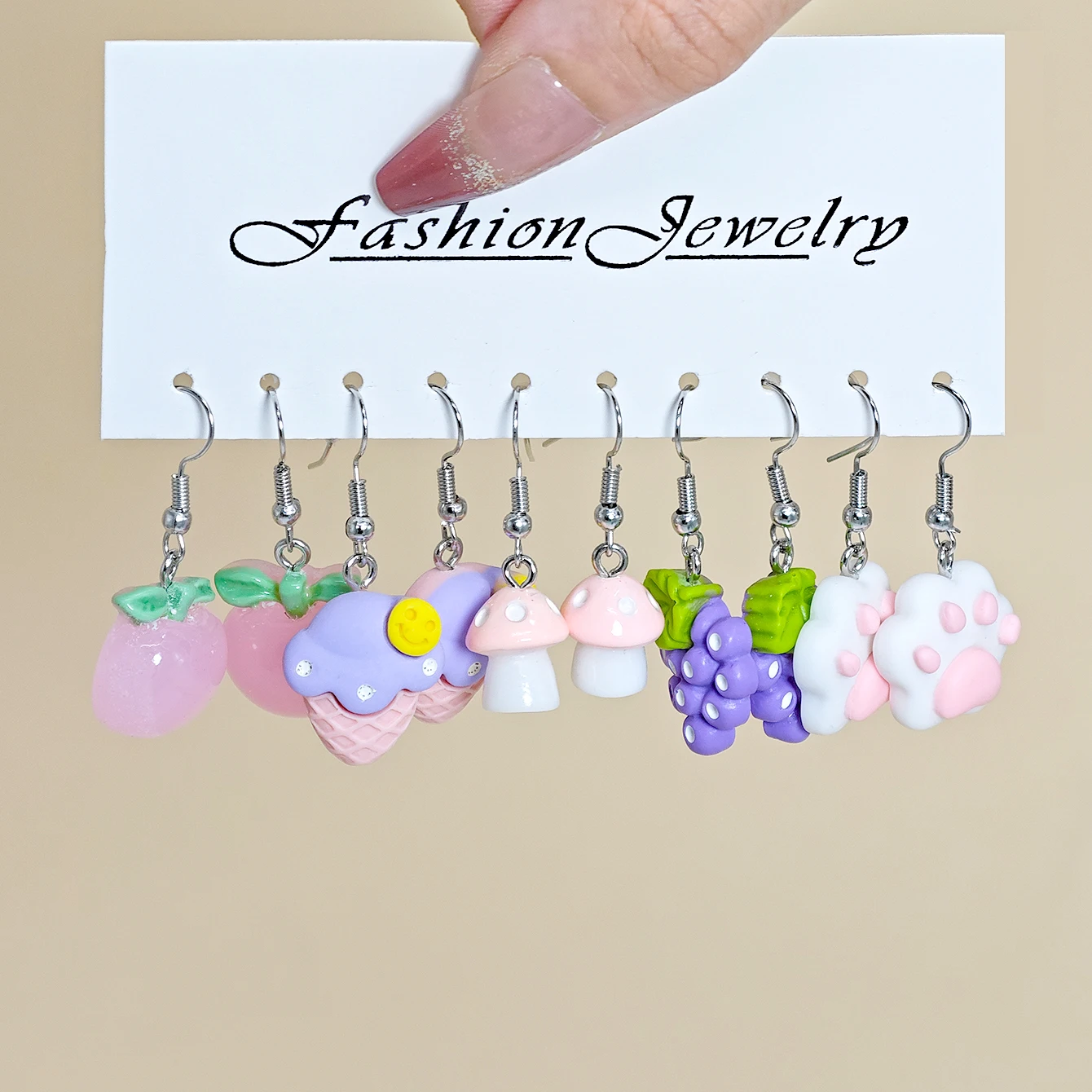 Summer Resin Earrings Set Women Dopamine Butterfly Peach Grape Glasses Windmill Letter Heart Fun Trendy Lightweight Accessories