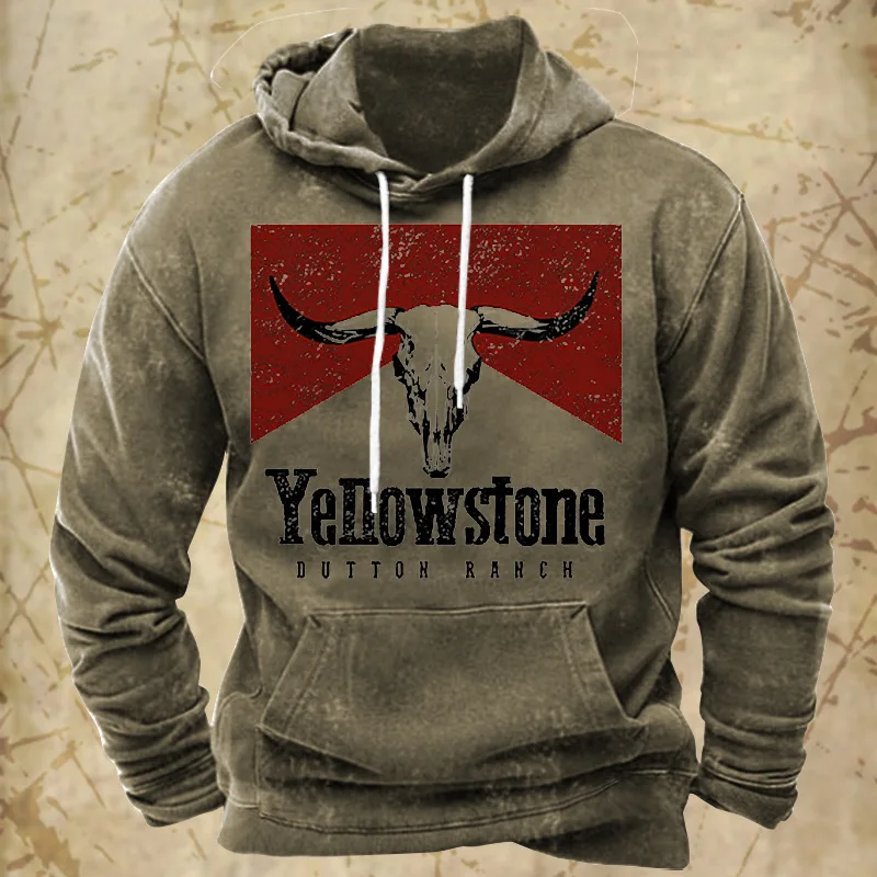 Western Cowboy Heren Hoodie Herfst En Winter Heren Kleding 3d Geprint Patroon Sweatshirt Retro Hoodie Nieuwe Mode Pullover