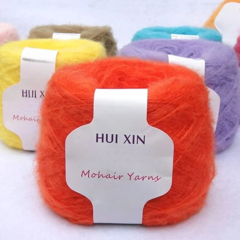 Weiches Dünnes Kammgarn aus Mohair zum Stricken Plüsch-Wollgarn zum Häkeln für Schals 100 g/Knäuel