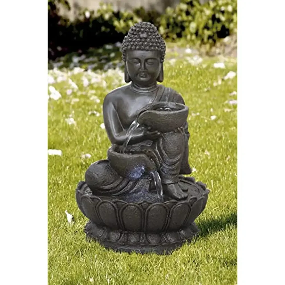 LED Buddha Tabletop Fountain Dark Brown 13.75