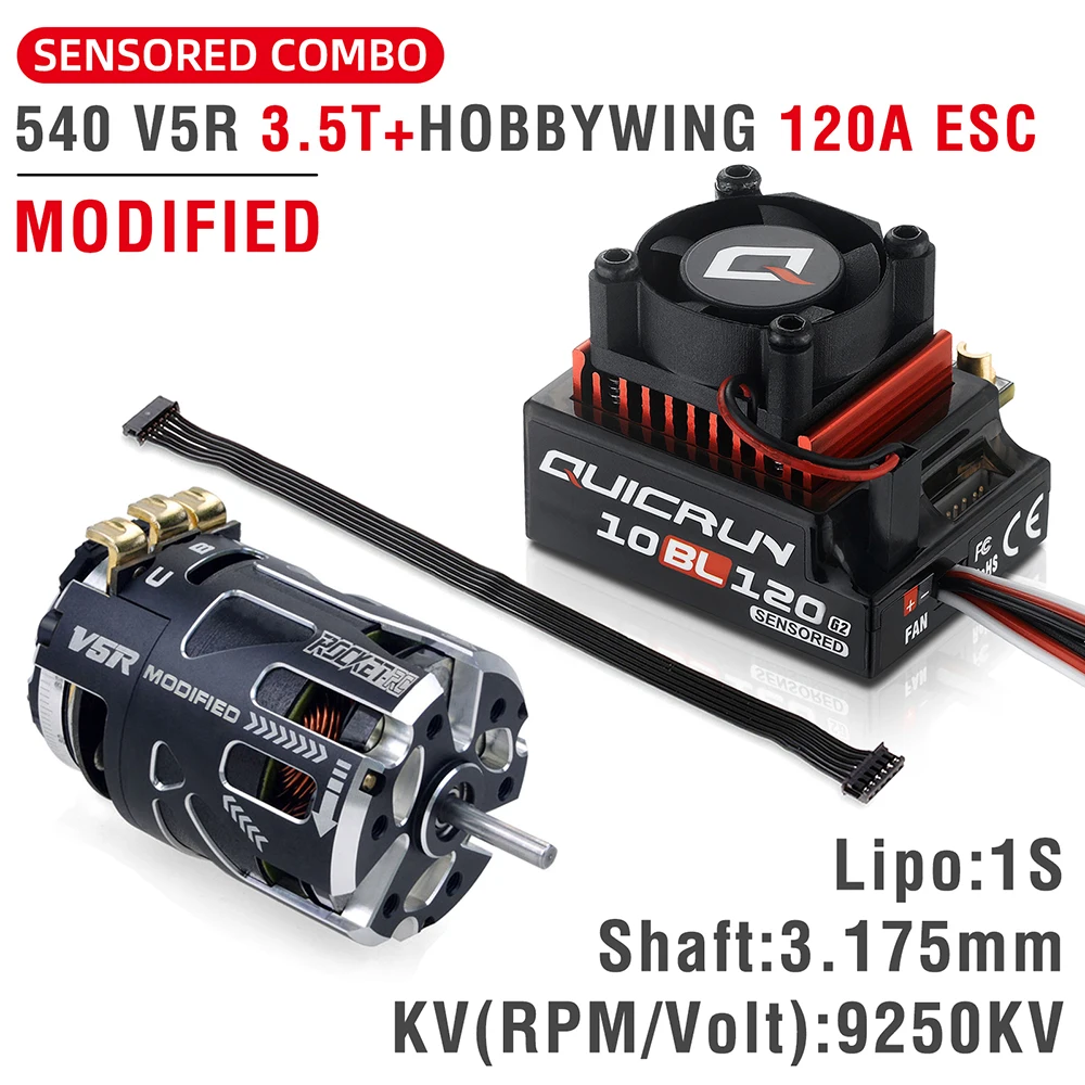 Hobbywing-Motor sin escobillas para coche teledirigido, 10BL120, 120A, G2, ESC, Rocket 540, V5R, 1/10